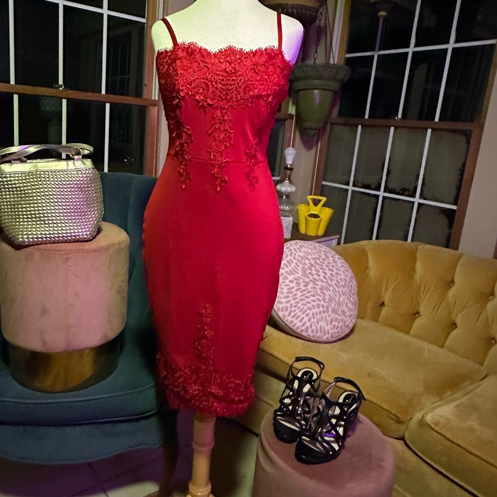 Elegant Red Lace Dress